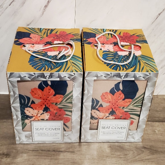 2 Front Seat Covers Floral Embellished Swarovski - Picture 3 of 6